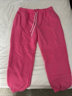 Women 0x Forever 21 Hot Pink Drawstring Jogger Sweatpants